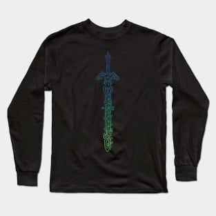 Zonai Gradient Sword Geoglyph Black Background (Totk) Long Sleeve T-Shirt